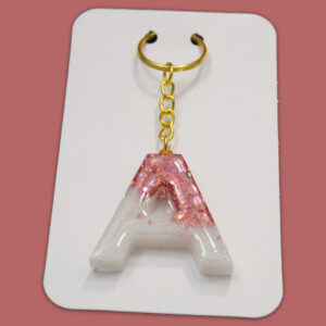Pink Sparkly Letter A Keychain