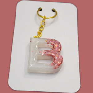 Pink Sparkly Letter B Keychain