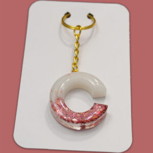 Pink Sparkly Letter C Keychain