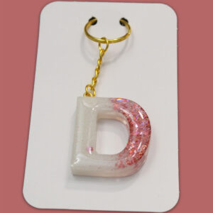 Pink Sparkly Letter D Keychain