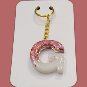 Pink Sparkly Letter G Keychain