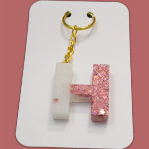 Pink Sparkly Letter H Keychain