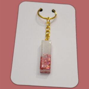 Pink Sparkly Letter I Keychain