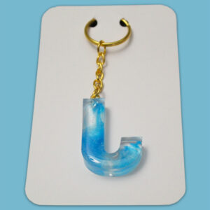 Sky-looking letter J keychain