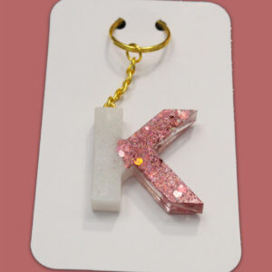 Pink Sparkly Letter K Keychain