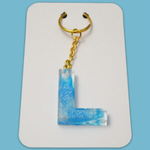 Sky-looking letter L keychain
