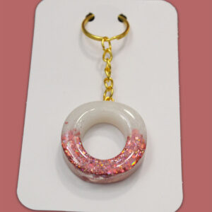 Pink Sparkly Letter O Keychain