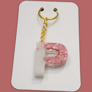 Pink Sparkly Letter P Keychain