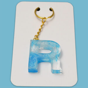 Sky-looking letter R keychain